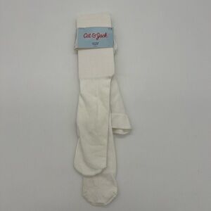 Cat & Jack Girls White Cotton Tights Sz 7-10